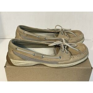 Sperry Top-Sider Angfish Boat Shoes Tan Leather Mesh Loafers Womens 8.5 M